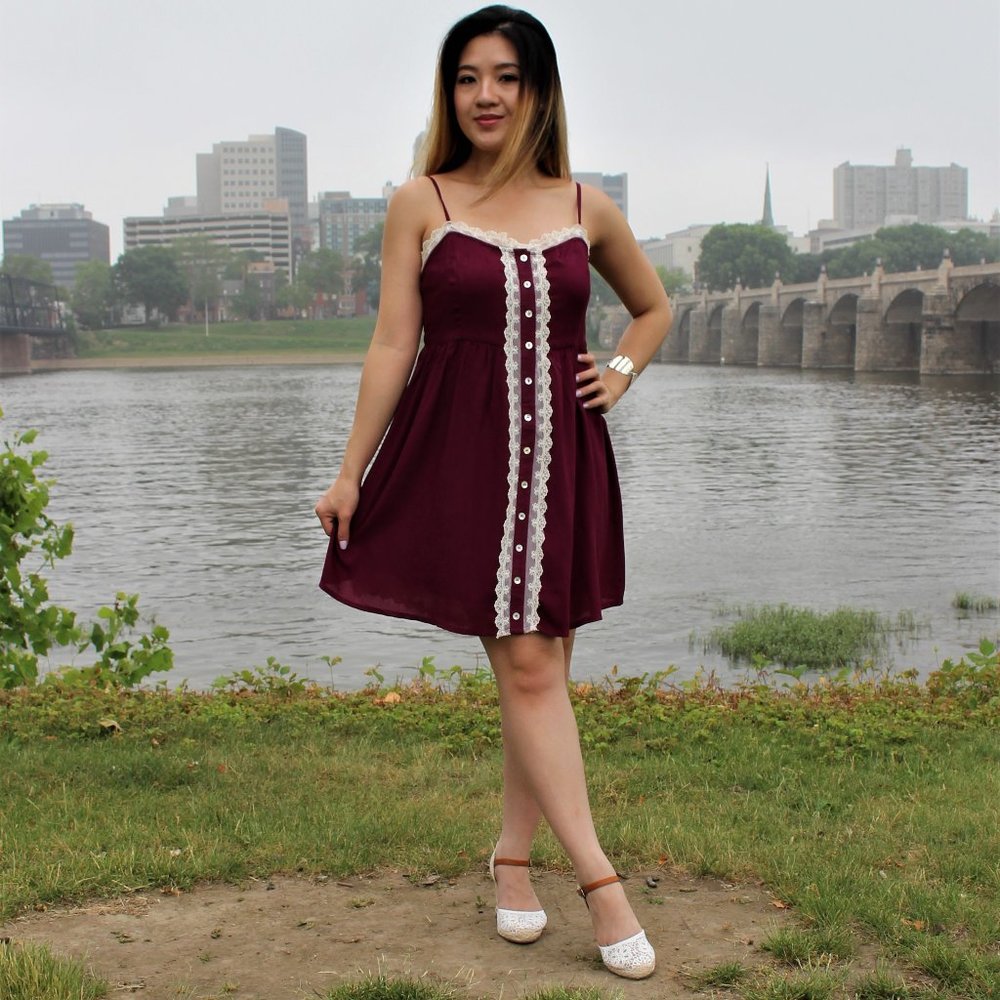 Entro Lace-Lined Button-Down Sundress